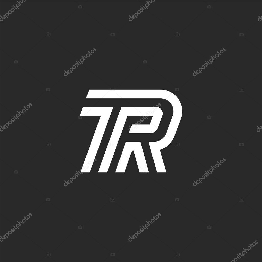 Double letters TR logo monogram, creative linear art combination two letters T and R, wedding or business card minimal style emblem