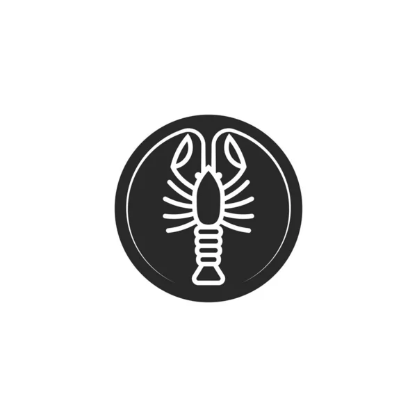 Logotyp Kräftor Med Rund Form Ikon Hummer Silhuett Tunna Linjer — Stock vektor