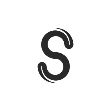 Monogram S harfi ilk harfi, düz eğri minimal tipografi tasarım işareti, parlak monolin