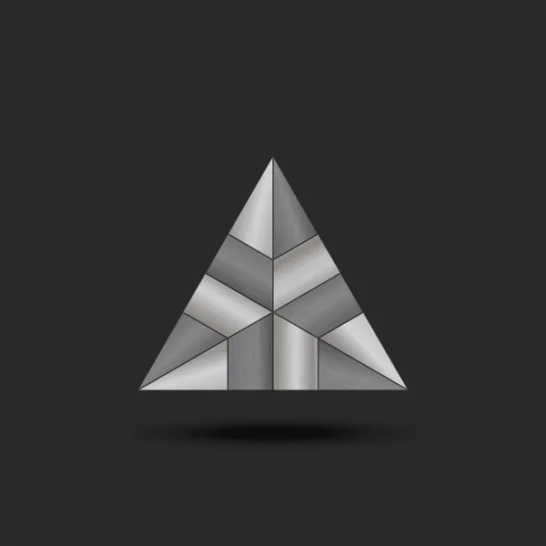 Logo Triángulo Metal Elemento Futurista Estructura Sección Compuesta Compleja Con — Archivo Imágenes Vectoriales
