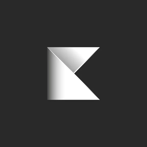Letra Logotipo Inicial Hoja Doblada Papel Blanco Negro Diseño Tipografía — Vector de stock