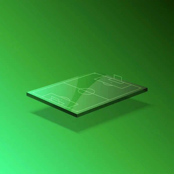 Terrain Football Vert Dégradé Sport Concept Lévitation Transparente Isométrique Terrain — Image vectorielle