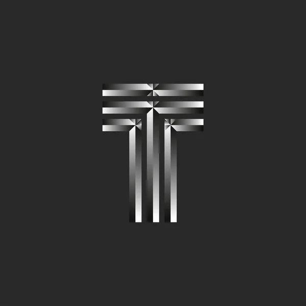 Letter Logo Monogram Van Metalen Onderdelen Gefacetteerde Metalen Vorm Voor — Stockvector