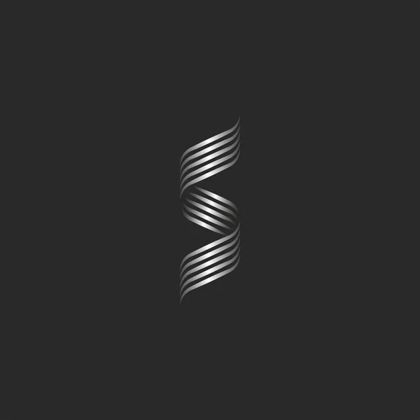 Decoratieve Letter Logo Monogram Overlappende Dunne Lijnen Weven Metalen Strepen — Stockvector