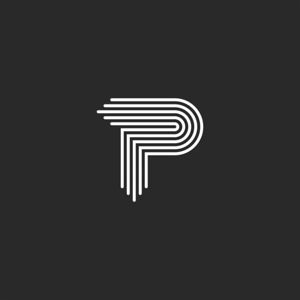 字母P标识符 平滑细线 曲线线形字体设计元素 — 图库矢量图片
