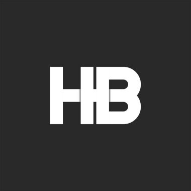 Logo HB 'nin baş harfleri kalın yazı tipi, iki beyaz harf üst üste binmiş. İş ya da düğün kartı amblemi için siyah üzerinde H ve B işareti kombinasyonu.