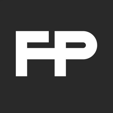 Kalın iki harf FP logosu baş harfleri minimalist tarz, işaret F ve P kimliği beyaz iş ya da düğün kartı amblemi tasarım ögesi