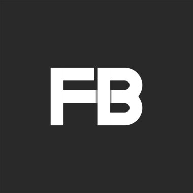 Kalın harfler FB logosu baş harfleri kalın yazı tipi baş harfleri, iki beyaz harf üst üste biniyor. İş ve düğün kartı amblemi için siyah F ve B kombinasyonu.