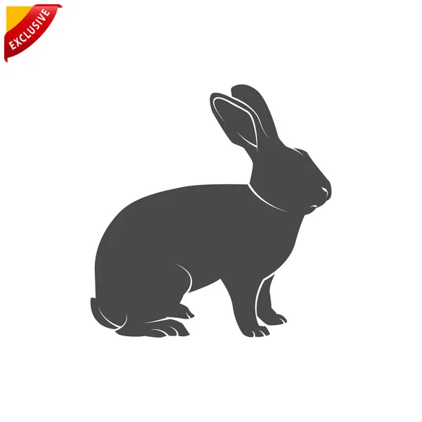Икона кролика, векторный силуэт кролика, изолированный кролик — стоковый вектор