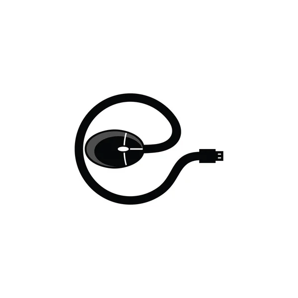 Vektor-Maus Buchstabe Form e Logo-Design für Computer — Stockvektor