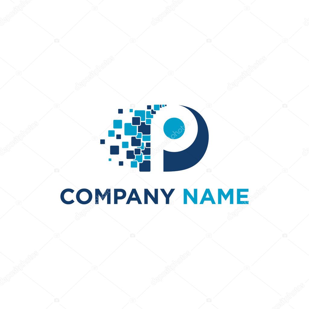 Initial DP logo design template for technology & computer