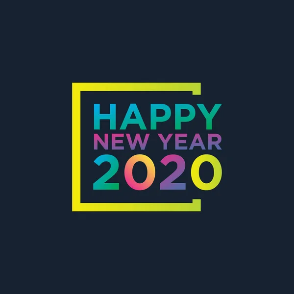 Feliz año nuevo 2020 simple colorido, fondo oscuro — Vector de stock