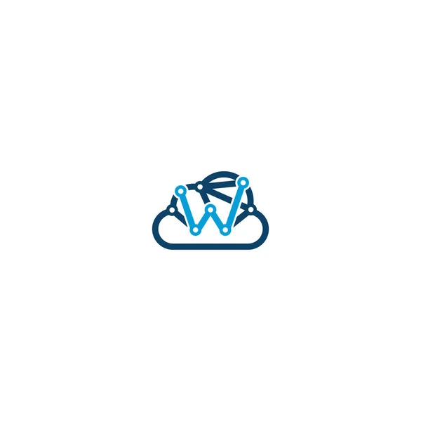 Combinação de letras Cloud e iniciais W vetores de design de logotipo —  Vetores de Stock