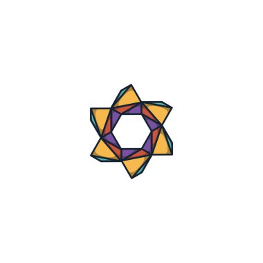 Üçgen ve altıgen logo tasarım vektörünün kombinasyonu