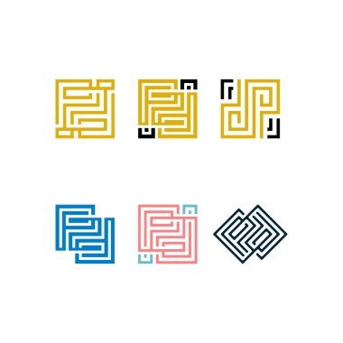 Baş harfler Pd logo tasarım şablonları vektörleri ayarlandı