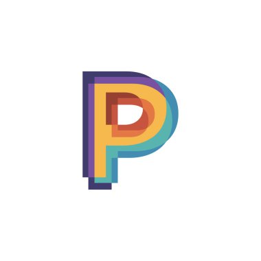 Baş harfler P logo tasarım vektörleri modern renkli