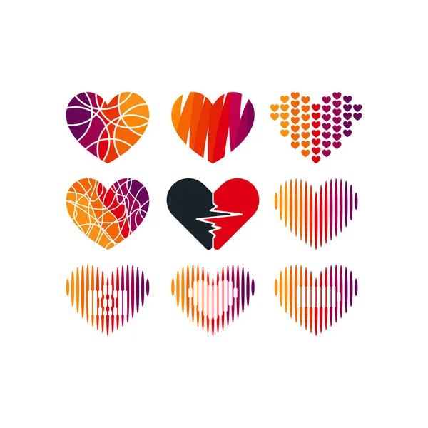 Amor logo diseño plantillas vectores conjunto — Archivo Imágenes Vectoriales