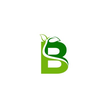 Combination of green leaf and initial letters B logo design vect clipart