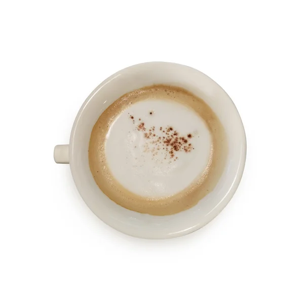Xícara de café cappuccino quente na mesa de grama com fundo de pedra — Fotografia de Stock