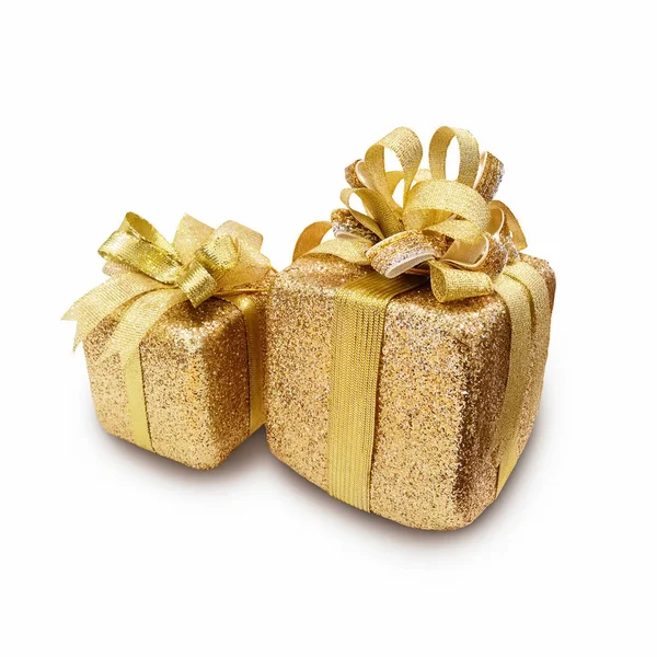 Navidad y Año Nuevo Golden Cajas de regalo, Cajas de regalo whit —  Fotos de Stock