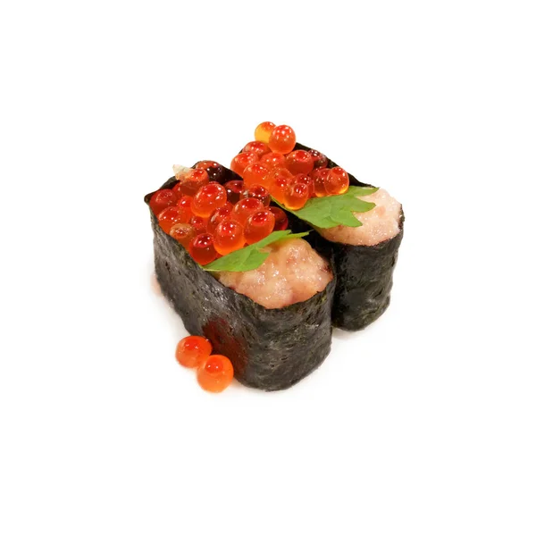 Ikura Samon Gunkan Maki or Salmon and Roe Gunkan Sushi — Stock Photo, Image