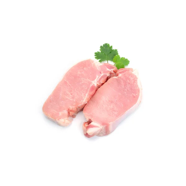 Rohes Fleisch auf weißem Hintergrund, Schweinefleisch isolieren auf weißem Hintergrund — Stockfoto
