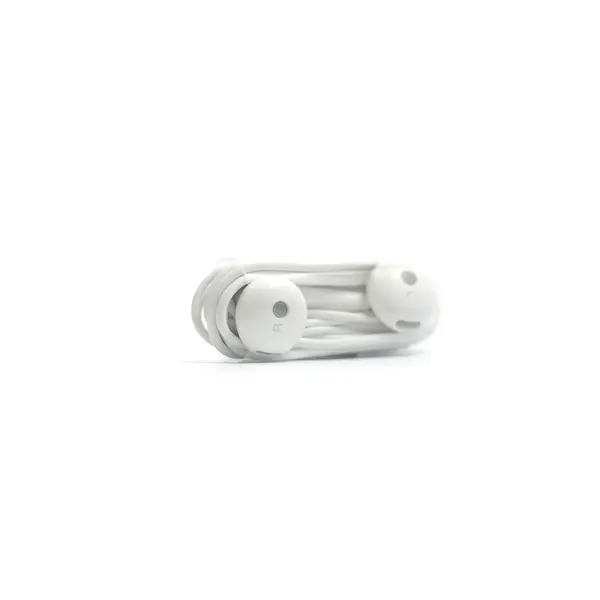 孤立在白色背景上的新现代白色耳机 — 图库照片