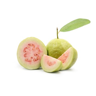 Beyaz zemin üzerine kırmızı Guava meyve izole