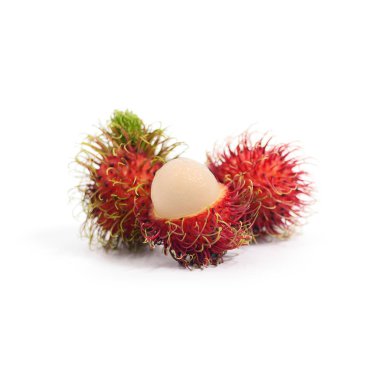 tropikal meyve: rambutan izole beyaz arka plan üzerinde
