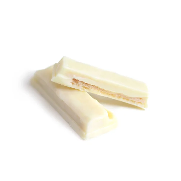 Chocolate blanco oblea, crema o yogur aislado en el fondo blanco —  Fotos de Stock