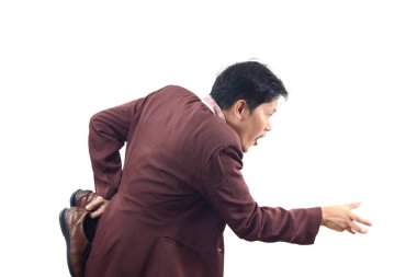 Çılgın işadamı holding Ayakkabı ve geri sapı, beni sakın