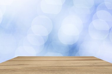 Boş Perspektif Oda parlak bokeh. Şablon ürün görüntüleme için sahte.