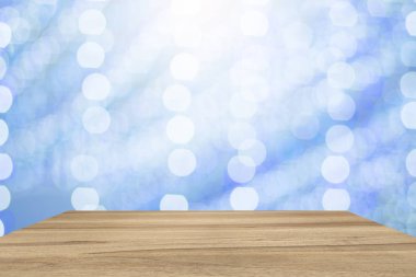 Boş Perspektif Oda parlak bokeh. Şablon ürün görüntüleme için sahte.