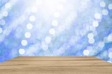 Boş Perspektif Oda parlak bokeh. Şablon ürün görüntüleme için sahte.