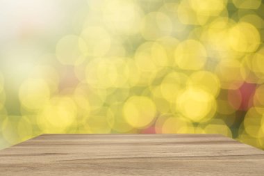 Altın parlak bokeh boş Perspektif Oda. Şablon ürün görüntüleme için sahte.