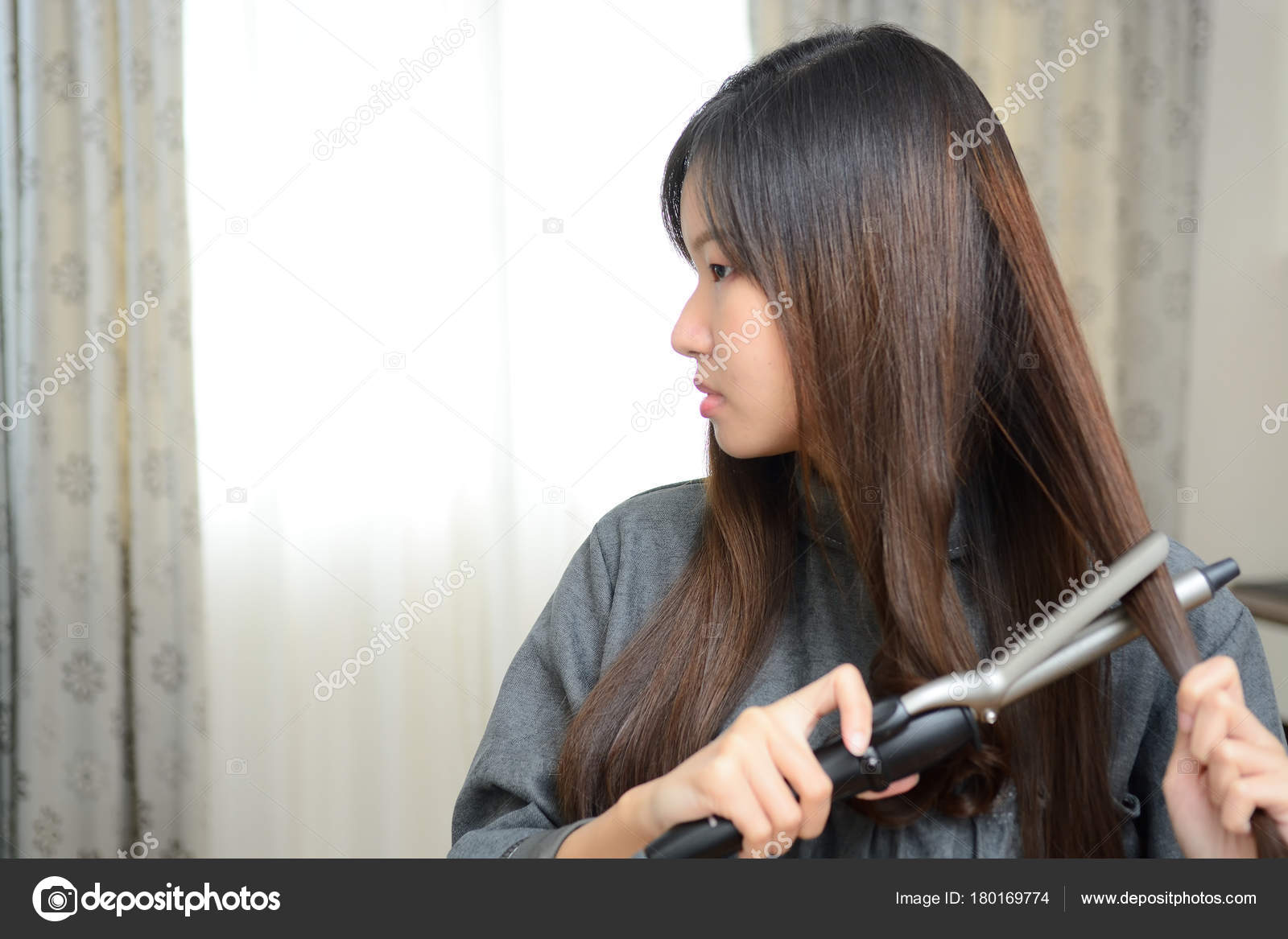 Old Asian Lady Hairstyle Curly Hair Beautiful Asian Woman Long