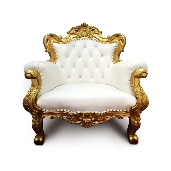 Classic White Leather Armchair Isolated White Background — Stock Photo, Image