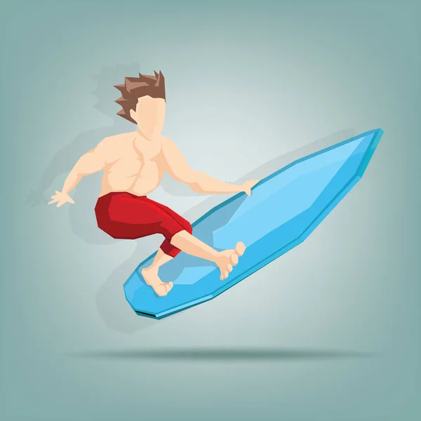 Surfer in tropische zee zomer — Stockvector