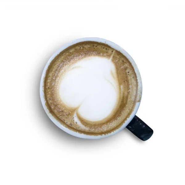 Tazza di cappuccino da vicino, con un cuore decorato sopra la schiuma O — Foto Stock