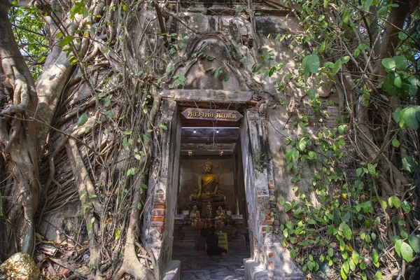 Estátua Buddha Dourada Antiga Igreja Templo Antigo Wat Bang Kung — Fotografia de Stock