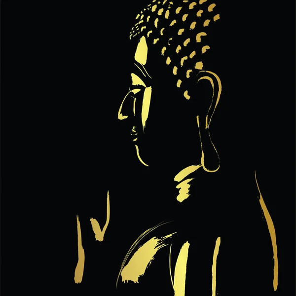 Golden Buddha Paint Golden Border Element Isolate Black Background Vector — Stock Vector