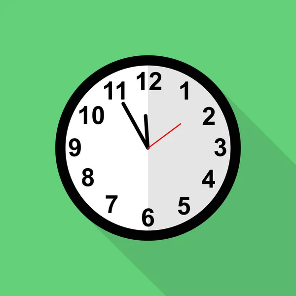 Classic Clock Icon Five Minutes Twelve Clock Five Minutes Midnight — Stock Vector