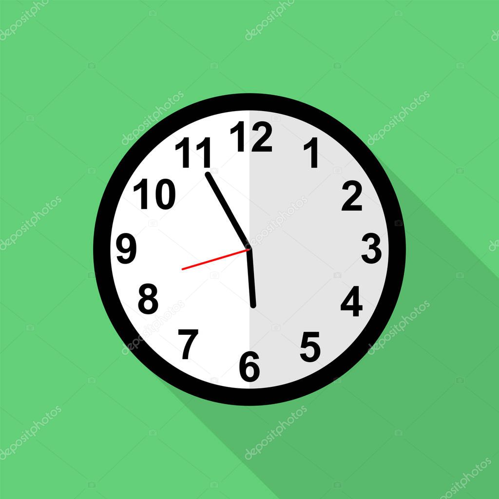 Classic clock icon, Five minutes to six o'clock.