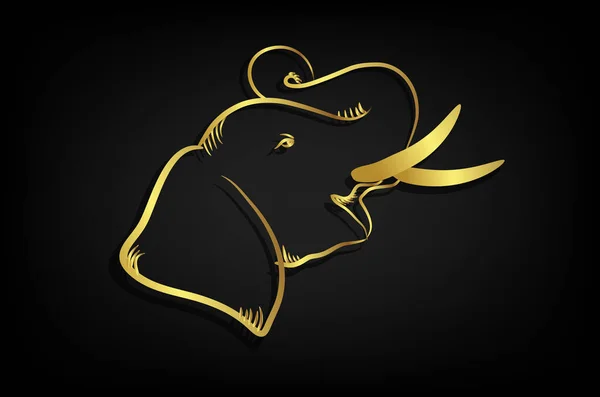 Elefante Cabeça Com Elementos Borda Dourada Estilo Tailândia — Vetor de Stock