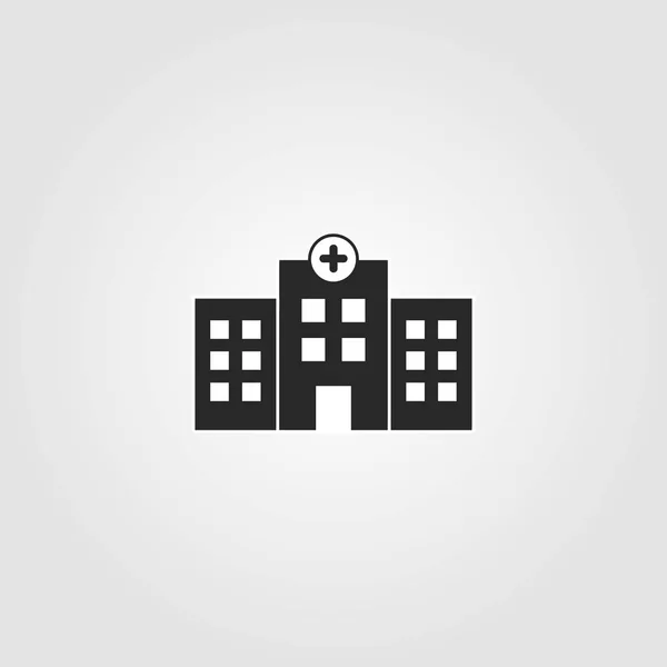 病院の建物の黒いアイコン シンプルなデザイン 医療記号 ベクターイラスト — ストックベクタ