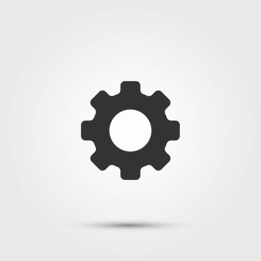 Siyah dişli simgesi. Basit düz dizayn. Vektör illüstrasyonu