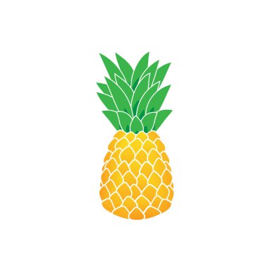  Ananas ikonu. Tropik egzotik meyve. Vektör illüstrasyonu.