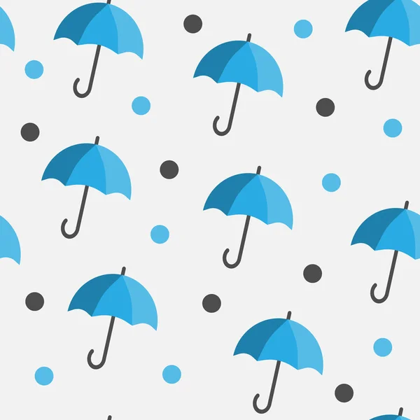 Umbrellas Blue Black Dots Background Autumn Seamless Pattern Fabric Print — Stock Vector