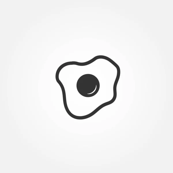 Huevo Frito Diseño Icono Comida Plana Blanco Negro Ilustración Vectorial — Vector de stock