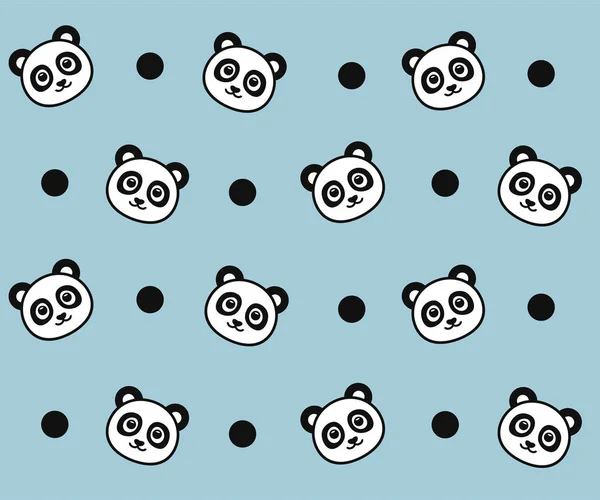 Padrão Sem Costura Panda Com Pontos Pretos Fundo Azul Fundo — Vetor de Stock